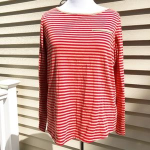 Jones New York Red and Tan Long Sleeve Tee